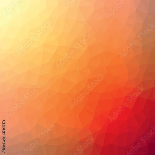 Red and orange crystal polygon background. Low poly mosaic banner. Geometric rumpled triangular origami style gradient illustration.