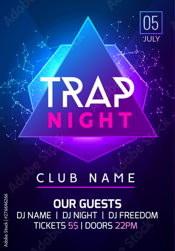 Vettoriale Stock Party music poster night dance invitation. Trap party  flyer design, banner, event club nightlife template | Adobe Stock