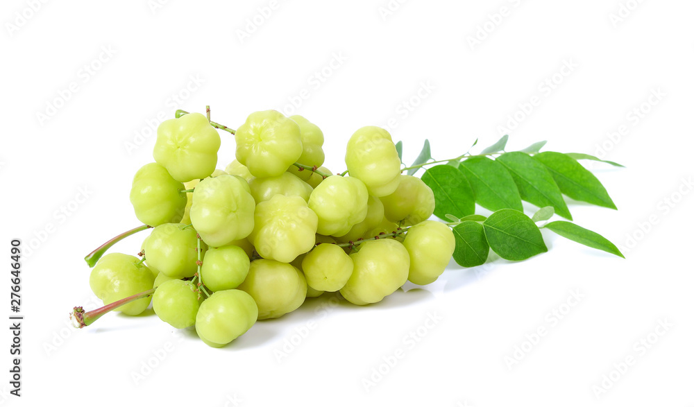 Star gooseberry and leaves isolate on white background