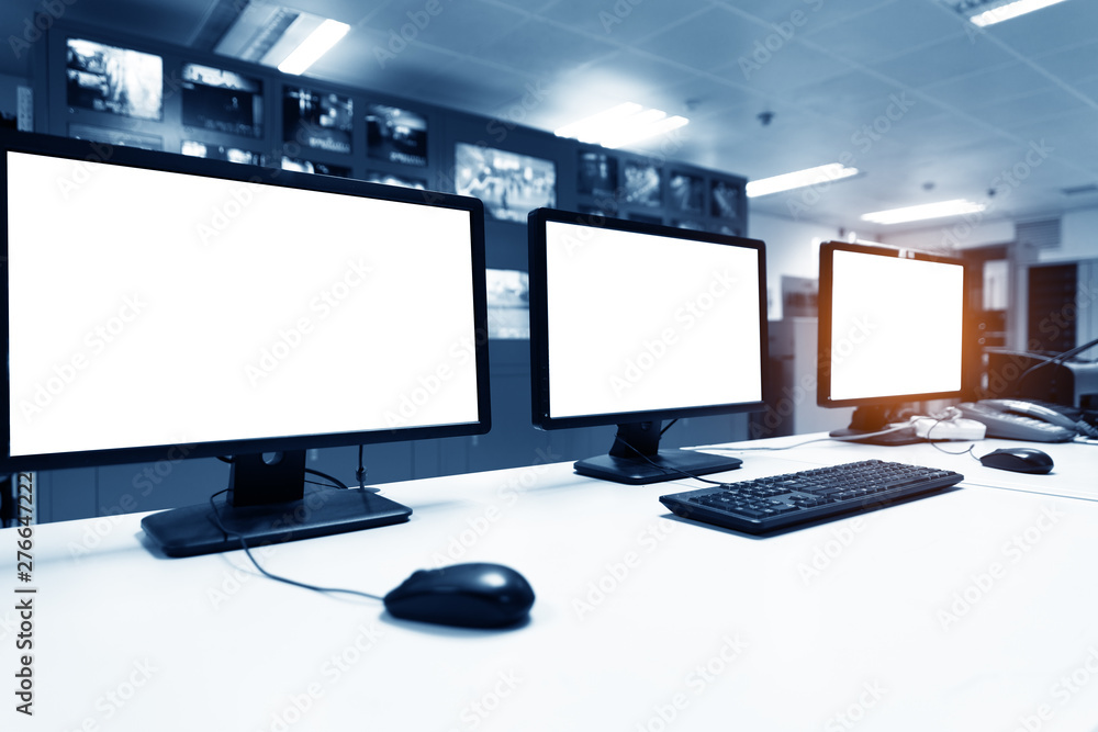 Modern plant control room and computer monitors Modern plant control room and computer monitors