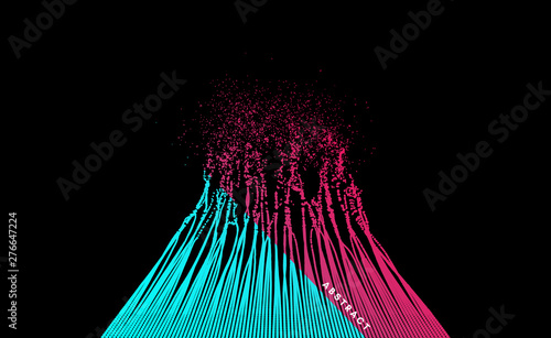 Abstract art. Array with dynamic emitted particles. Water splash imitation. Modern science and technology background. Vector illustration.