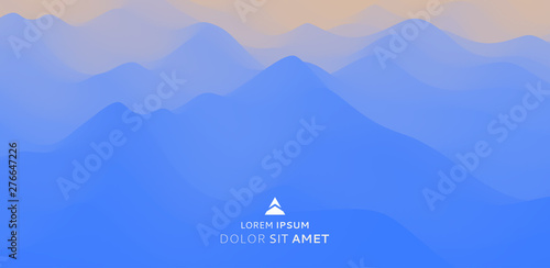 Fototapeta Naklejka Na Ścianę i Meble -  Landscape with mountains and fog. Mountainous terrain. Abstract background. Vector illustration.