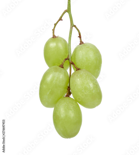 Green seedless grapes isolated on white background