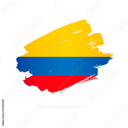 Colombian flag. Brush strokes drawn by hand.