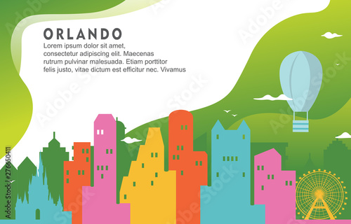 Orlando Florida City Building Cityscape Skyline Dynamic Background Illustration