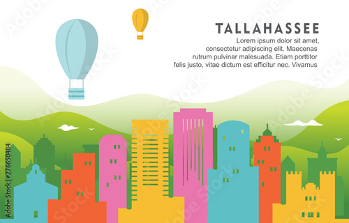 Tallahassee Florida City Building Cityscape Skyline Dynamic Background Illustration