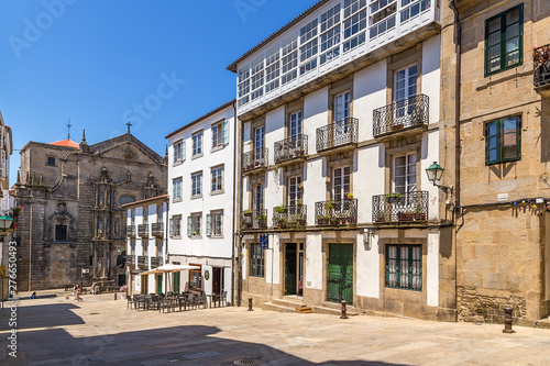 Santiago de Compostela, Spain. Plaza San Miguel dos dos Agros and the church of the convent of San Martin Pinario 