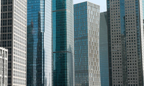 Canvas Print Close Up On ScyScrapers. Shanghai Skyline, China