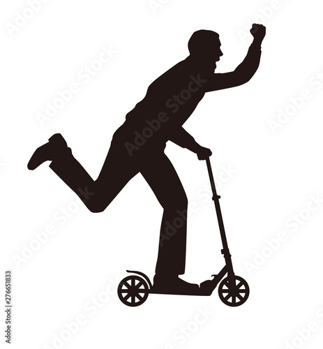 Man Riding a Scooter Silhouette