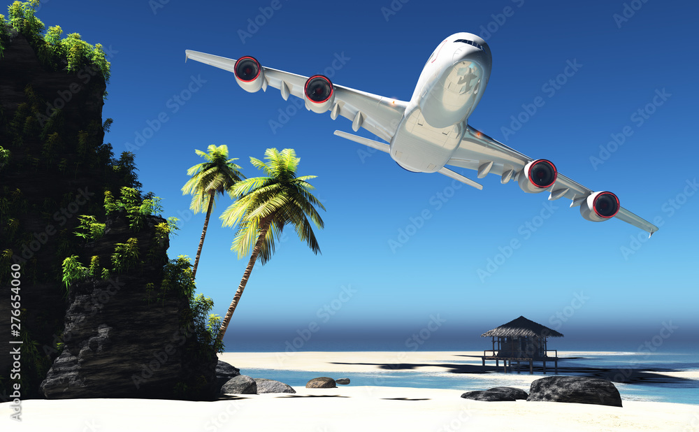 Fototapeta premium Flight over the island