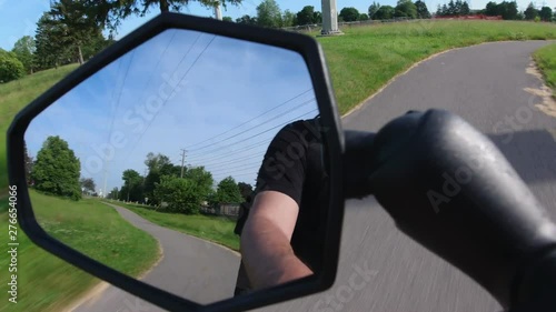 Wallpaper Mural City e bike or electric bicycle  riding in the park track trail at summer. View from first person perspective POV with action camera in the mirror reflection. Torontodigital.ca