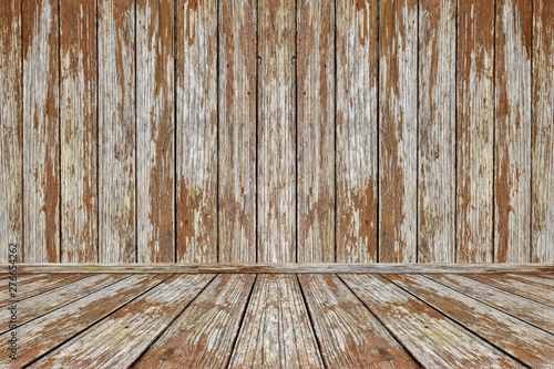 Old wooden interior room, wood texture for background vintage style