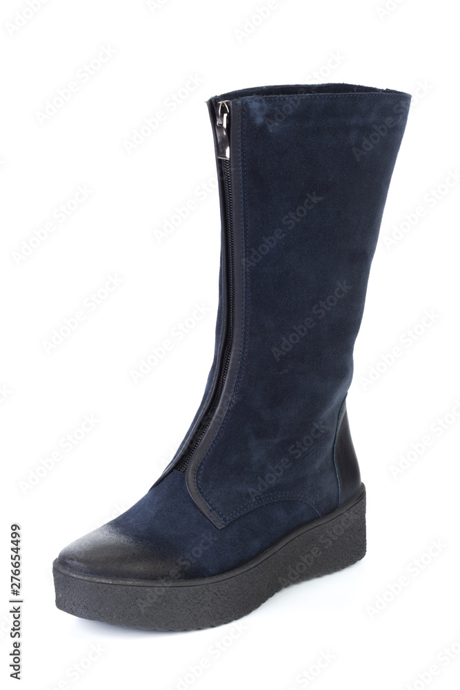 Woman high knee leather boots isolated on white background Woman high knee leather boots isolated on white background
