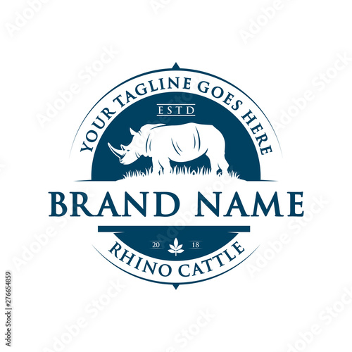 vintage rhinoceros logo design