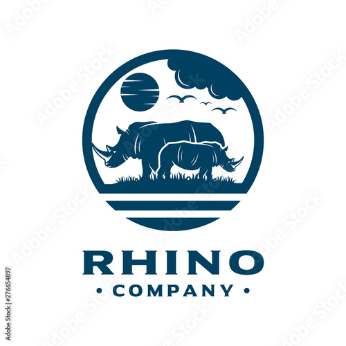 landscape of rhinos in nature
