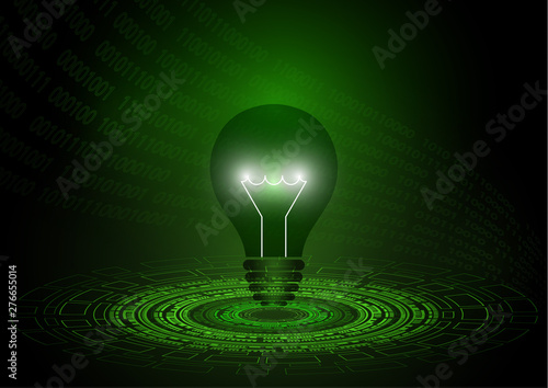 Abstract background light bulb lit. The concept of a new business idea, global discovery.