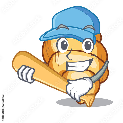 Playing baseball gnocchi pasta isolated in the character