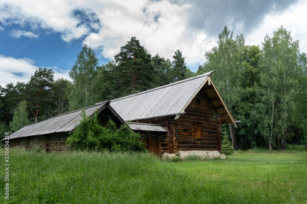 Old wooden house in the woods.