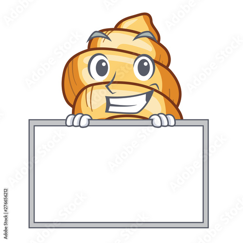 Grinning with board gnocchi pasta isolated in the character