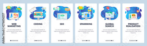 Website and mobile app onboarding screens vector template