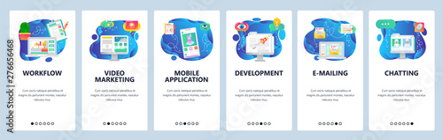 Website and mobile app onboarding screens vector template