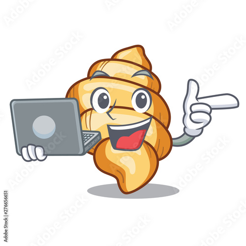 With laptop gnocchi pasta isolated in the character