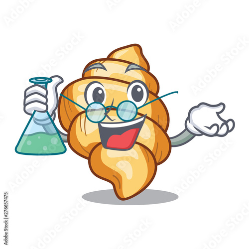 Professor gnocchi pasta above wooden cartoon table