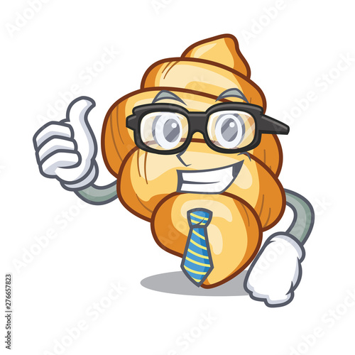 Businessman gnocchi pasta above wooden cartoon table