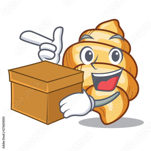 With box gnocchi pasta above wooden cartoon table