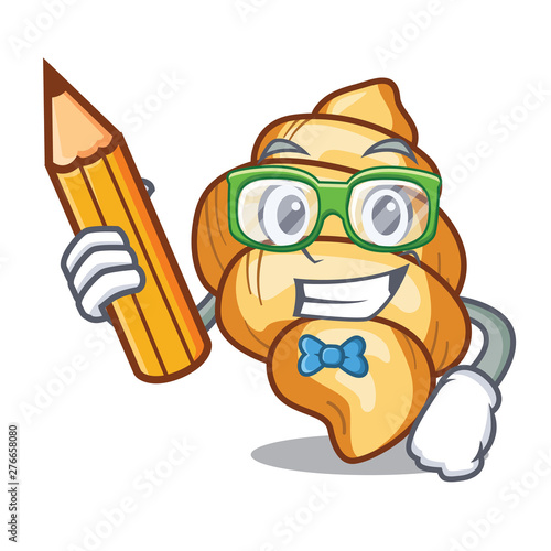 Student gnocchi pasta above wooden cartoon table