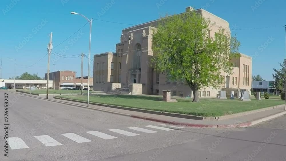 Driving Past County Court House In Small Texas Town Driving Past County Court House In Small Texas Town