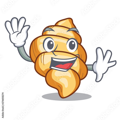 Waving gnocchi pasta above wooden cartoon table