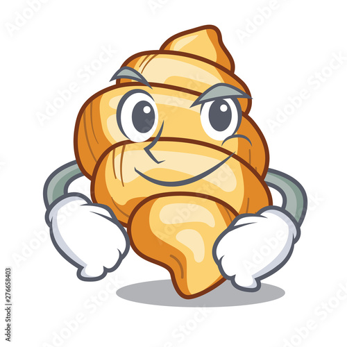 Smirking gnocchi pasta above wooden cartoon table