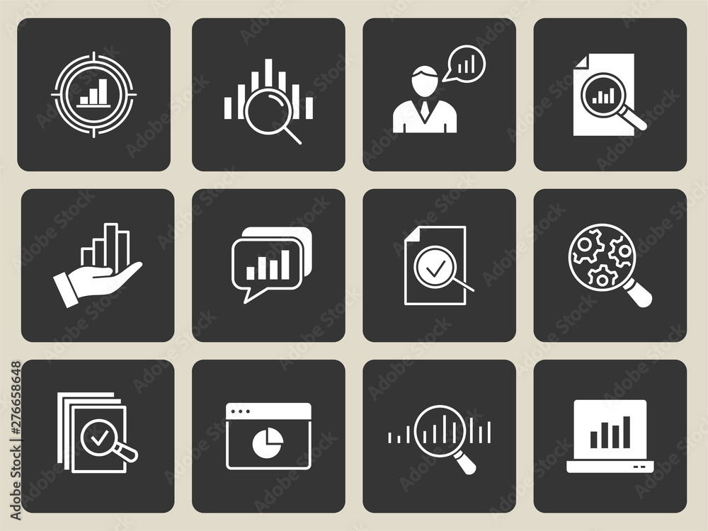 Data analysis icon set. Illustrations isolated for graphic and web design. Data analysis icon set. Illustrations isolated for graphic and web design.