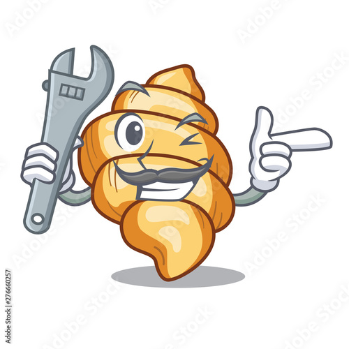 Mechanic pasta gnocchi on the a cartoon