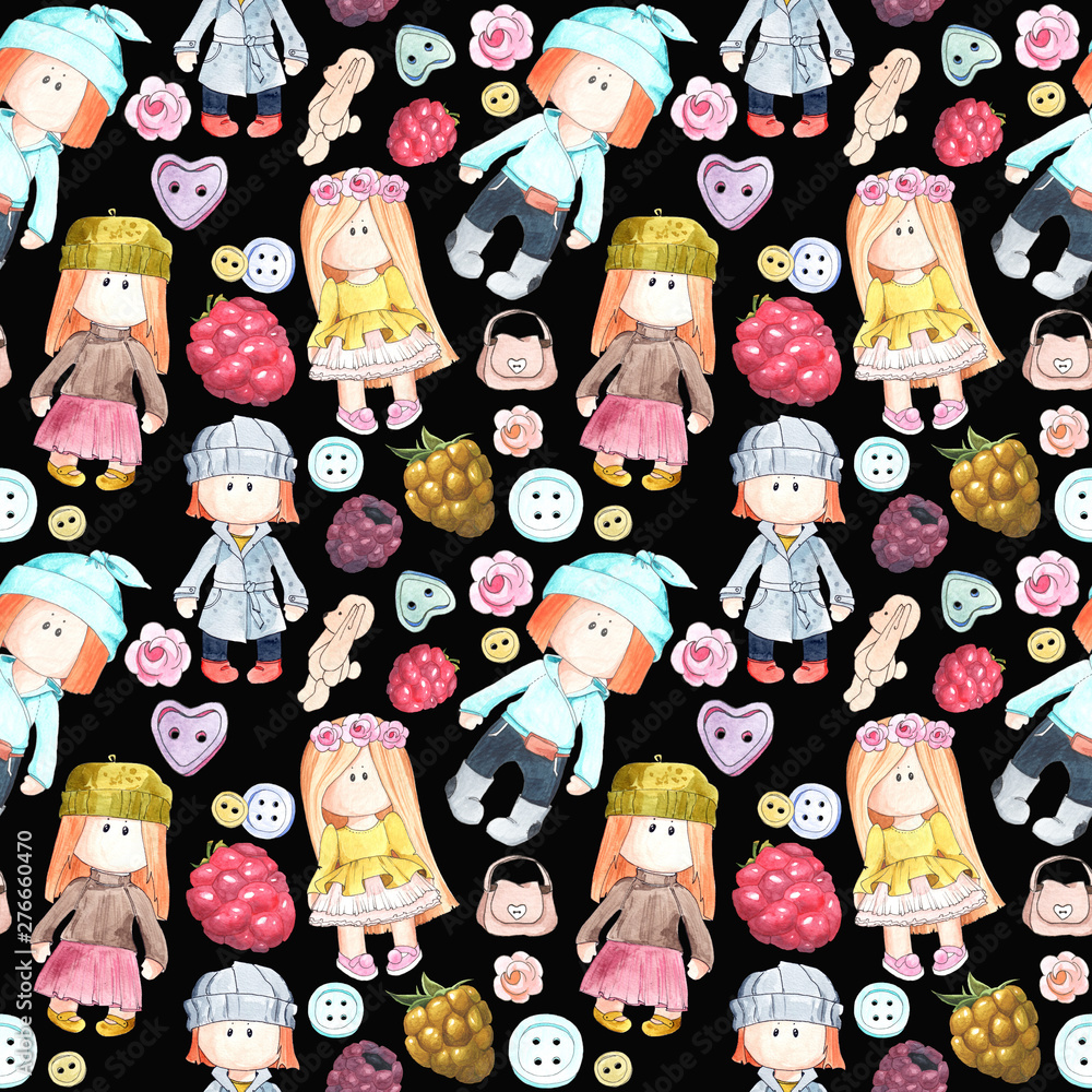 Child cheerful seamless pattern wallpaper on a black background Child cheerful seamless pattern wallpaper on a black background