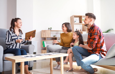Family visiting psychologist in office