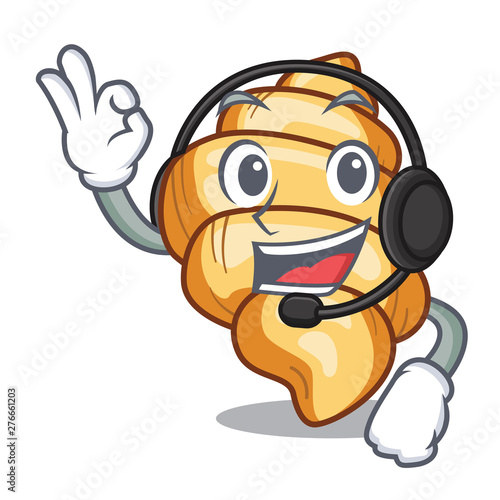 With headphone pasta gnocchi on the a cartoon