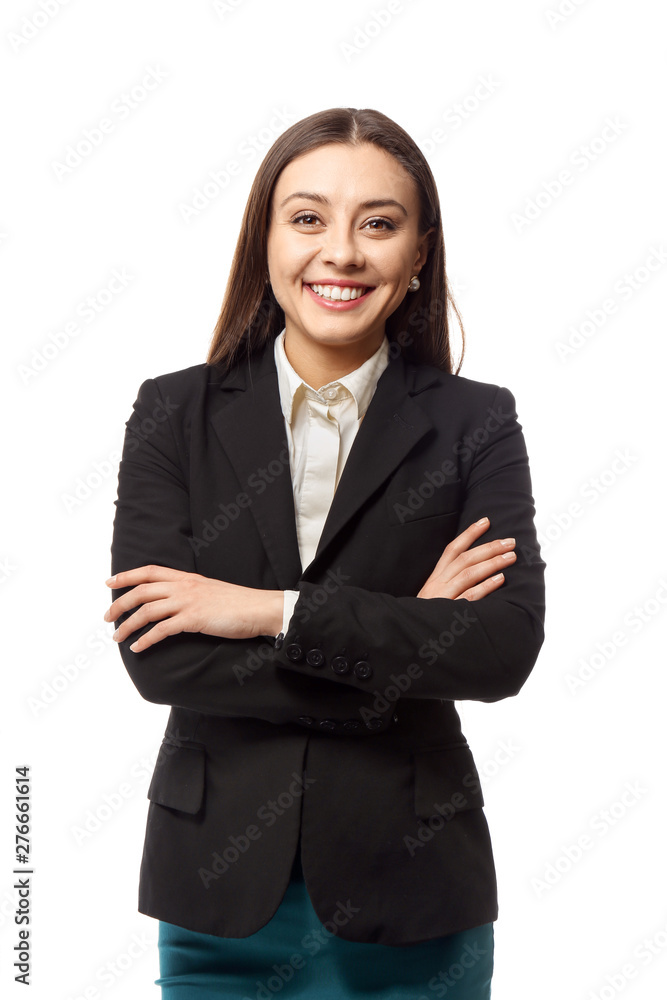 Stylish businesswoman on white background Stylish businesswoman on white background