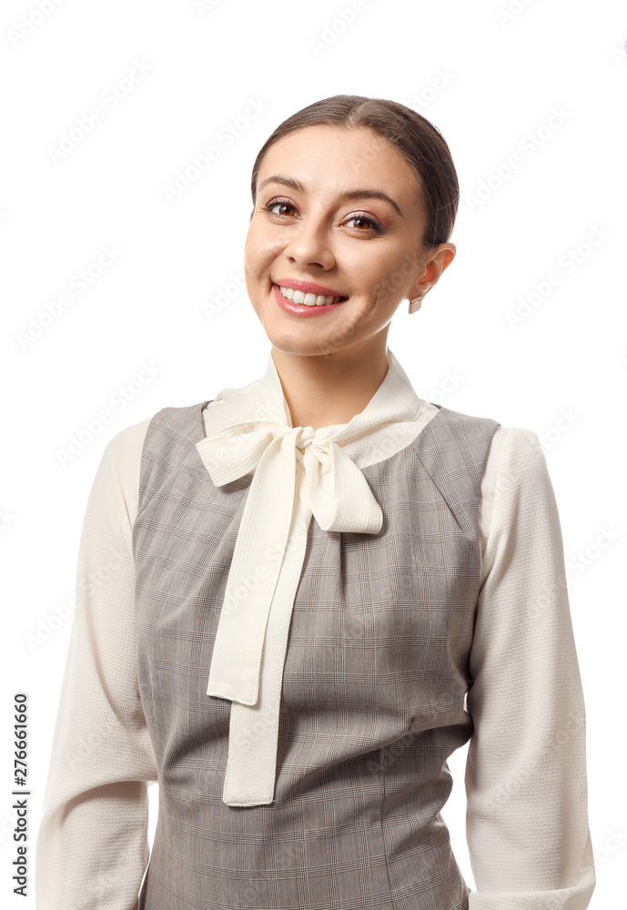 Stylish businesswoman on white background Stylish businesswoman on white background