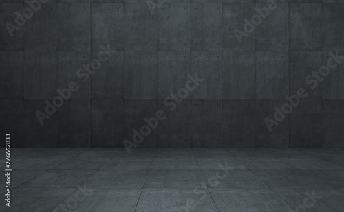 Industrial Loft style dark concrete cement square tiles wall and floor background .