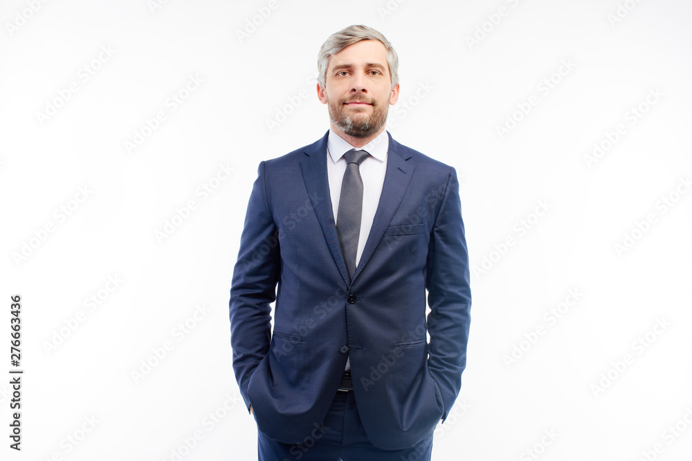 Foreman in a suit looking at the camera on a white background Foreman in a suit looking at the camera on a white background