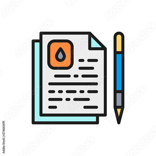 Vector oil contract, water agreement flat color line icon.