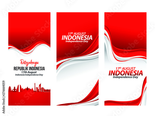 Vector red color Flat design, Illustration of flag for poster. 17th August Indonesia Independence Day concept.