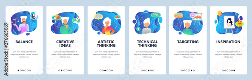 Website and mobile app onboarding screens vector template