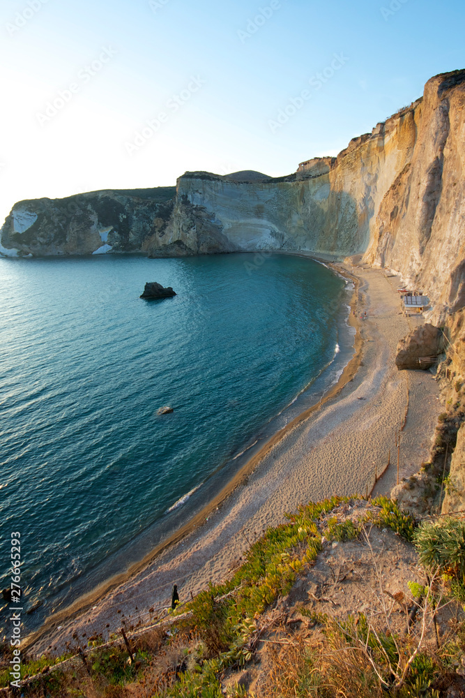 Chiaia di Luna beach at the sunset. Ponza island, Italy