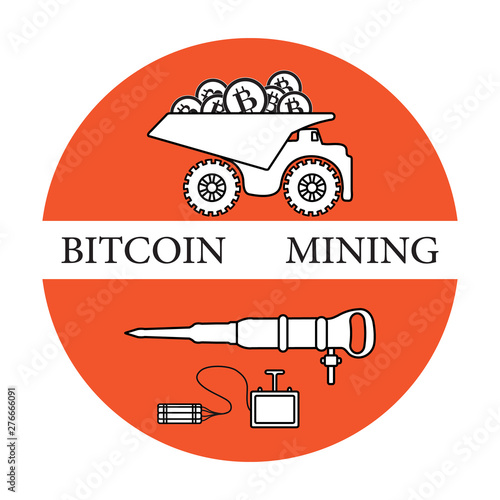Dumper with bitcoins, dynamite and jackhammer.