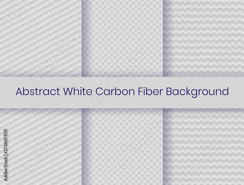 Set of White Carbon fiber background, Carbon fiber and kevlar texture background. seamless pattern collections vector