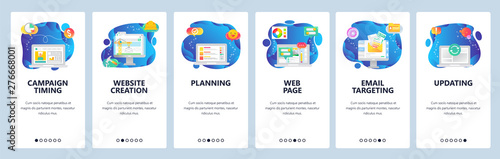 Website and mobile app onboarding screens vector template