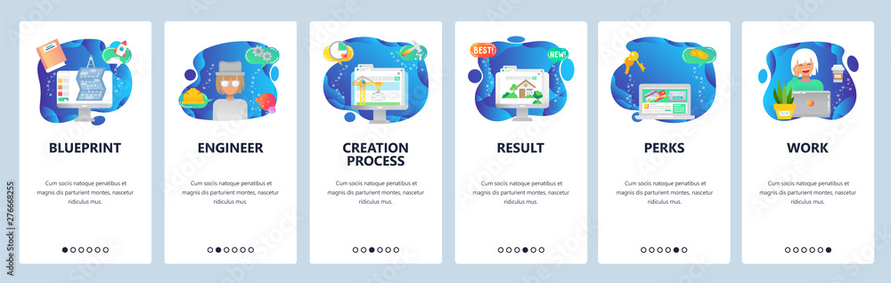 Website and mobile app onboarding screens vector template - obrazy, fototapety, plakaty 